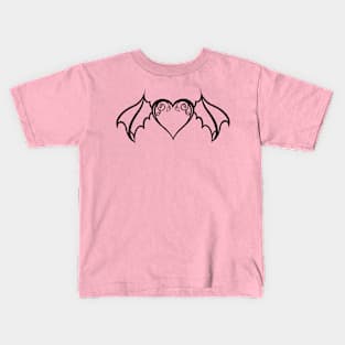 Black Bat Heart Kids T-Shirt